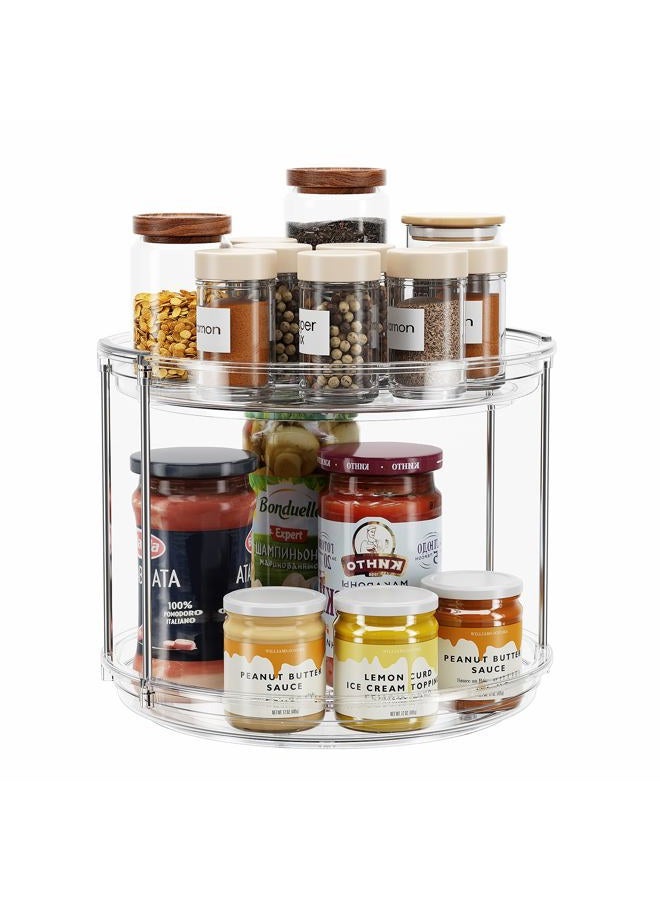 LAMU 2 Tier Lazy Susan Turntable Organizer 9.25'' Rotating Spice Rack Organization for Cabinet, Kitchen, Pantry, Countertop, Bathroom, Vanity, Medicine Cabinet Organizer, Clear - Image 1
